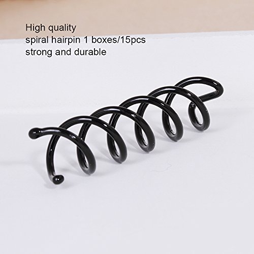 Hisight Black Spiral Hair Pin DIY Hair Style Sleek and Compact Alloy Construction Fluffy Screw Hair Pins - 15 Boxs (Multicolour dot box)
