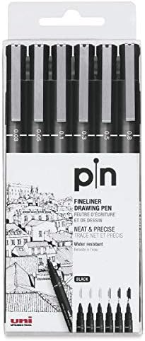 Uni-Ball Uni Pin Fine Liner PAC=06EA BLACK