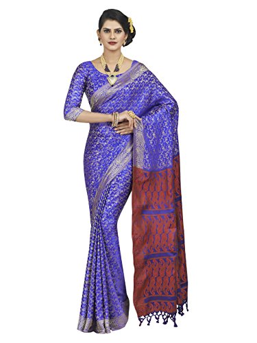 Shonaya Women's Woven Polyester Silk Blue Designer Saree With Unstitched Blouse Piece