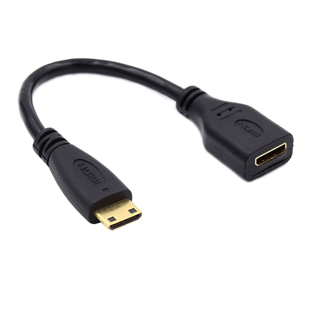NFHK 15cm Mini HDMI Type-C Socket Female to Mini HDMI Male Adapter Extension Cable for Camera HDTV 4K 1080P