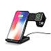 Bysionics Wireless Charger,2 in 1 Fast Qi Phone Wireless Charging Stand & Wireless Charging Dock Compatible for Apple iWatch Series 4/3/2/1 (Black)