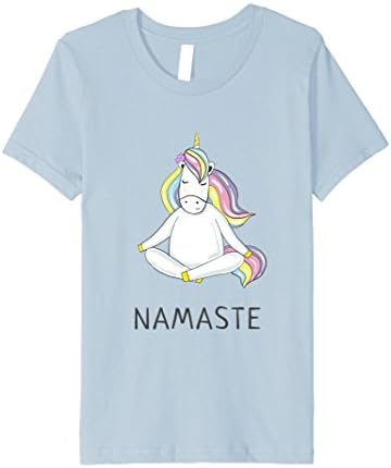Kids Unicorn Ma Cute Namaste Yoga T-Shirt Bright Spiritual Wear 8 Baby Blue