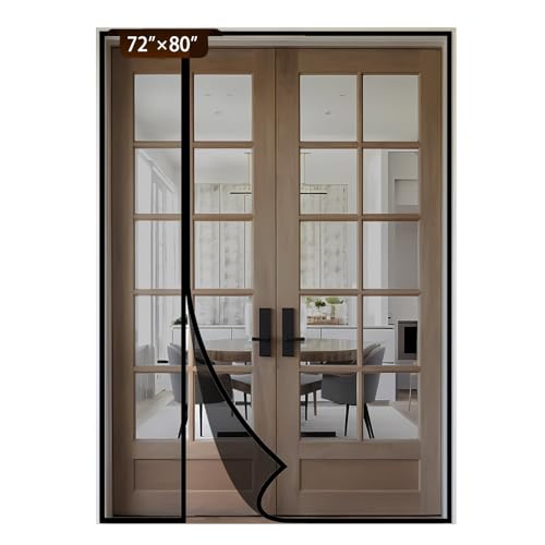 Reversible Side Opening Magnetic Screen Door for Sliding & French Doors,Upgraded PETG