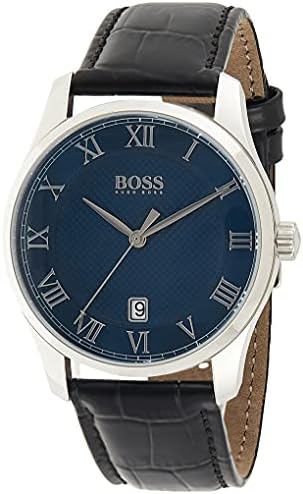 BOSS MEN'S BLUE DIAL BLACK LEATHER WATCH 1513741 price in UAE