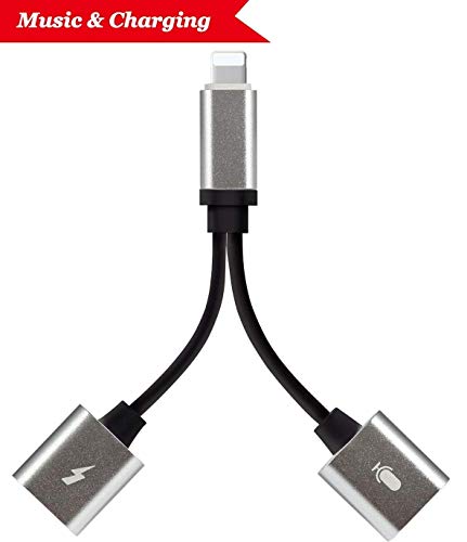 Headphone Adapter AUX Audio Jack Charge Adapter Dual Earphone Cable Converter Headphone Adapter Audio Accessories Earphones Audio Splitter Adaptor[Audio+Charge+Call+Volume Control ] Support iOS 12