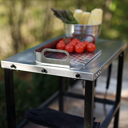 NUUK ThreeShelf Rolling Outdoor Dining Cart Table, 16" x 24" Stainless