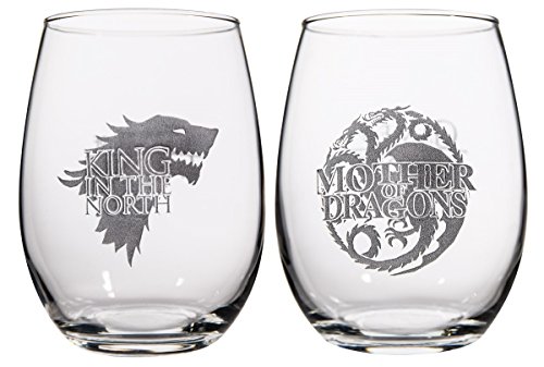 Game of Thrones Collectible Wine Glass Set (Mother of Dragons/King In The North)