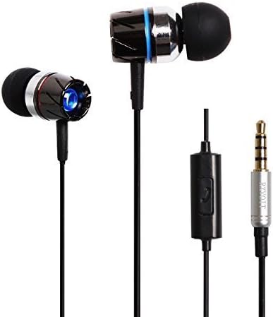 RXVOIT Noise Isolating Earbuds with Smart Built-in in-line Mic. Bass Enhanced + Bass Boosted and Stereo Surround Sound Audio in-Ear-Headphones, Blue and Black