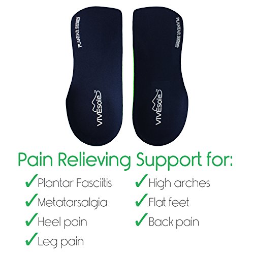 Orthotic Shoe Inserts by Vivesole - 3/4 Insole for Plantar Fasciitis, Foot Arch and Heel Pain Relief - Cups Support for Men and Womans Feet - Similar to Custom Fit - For Walking, Running and Exercises