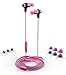 Sentey Pink Earbuds Earphones Headset in Ear Headphones Inline Control and Microphone Metal Audiophile for Music Running Travel Carrying Case Included Tangle Free Cable Oryon LS-4219 Kids Men Girls