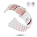 UMTELE For Fitbit Ionic Band, Two-toned Perforated Replacement Strap Breathable Accessory Wristband with Quick Lock&Release Buckle for Fitbit Ionic Smart Watch, Large, Pink/White