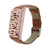 For Fitbit Flex Band,SMYTShop Leather Accessory Bangle Watch Band Wrist Strap Replacement Wristband + Metal Frame for Fitbit Flex Bracelet (Rose Gold)