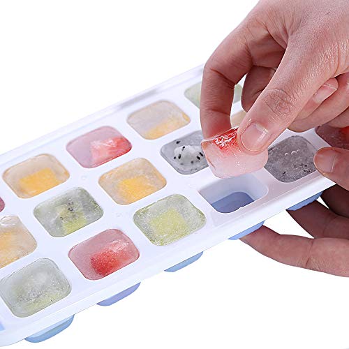 3 PACK Ice Cube Trays with Lids Easy-release Silicone Square Mold with Cover Baby Food BPA Free (1 inch Cube)