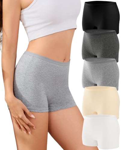 Combed Cotton Boy Shorts Underwear for Women, Soft Womens Boxer Briefs at Amazon