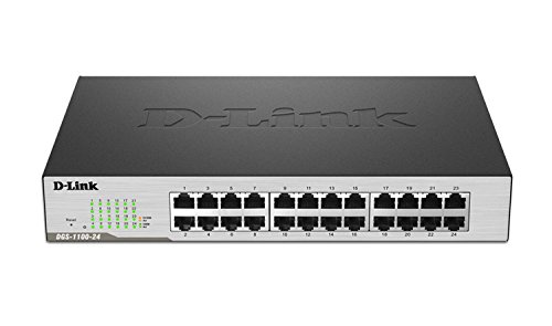 D-Link Ethernet Switch, 24 Port Gigabit Easy Smart Managed Network Internet Desktop or Rack Mountable (DGS-1100-24)
