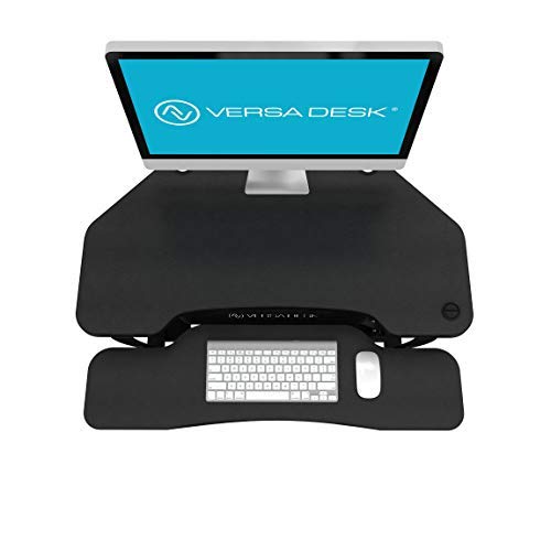 VersaDesk Power Pro Corner - 36" Electric Height-Adjustable Standing Desk - Sit to Stand Desktop with Keyboard and Mouse Tray - Black
