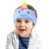 CHOKMAX Kids Headphones, Volume Limiting with Ultra Thin Adjustable Speakers Soft Children Fleece Headband Toddler Headphones for Home and Travel - Blue Unicorn