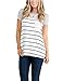 Uideazone Women Casual Short Sleeve T Shirt Loose Striped Tee with Pocket,Striped-gray,Small