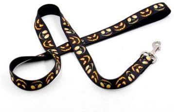 Halloween Pet Leash, FMJI Dog/Cat Traction Rope Nylon Ribbon Leash with Durable Handle for Walking/ Jogging(4.0Feet) (black pumpkin lamp)