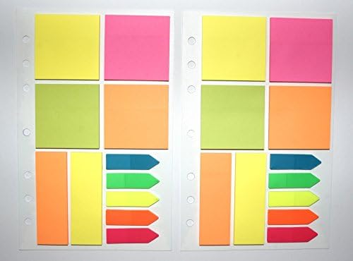 Sticky Notes Pad (Twin Pack) | Assorted Shapes 25 Per Pad | 11 Squares and Long Rectangles and Arrow Page Markers | Yellow Pink Green Orange Blue Red colours