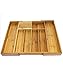 Expandable Bamboo Kitchen Drawer Organizer w/Built-in Solid Bamboo Knife Block 100% Eco Friendly Adjustable Bamboo Kitchen Utensil & Cutlery Tray.