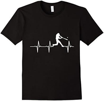 Men's Baseball Heart Beat Shirt - Best Gift for Baseball Player XL Black