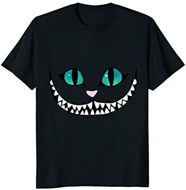Mens Cheshire Cat T Shirt | Cat T Shirt | Smiling Graphic T Large Black