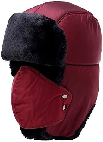 Bomber Hat with Ear Flaps, Trooper Trapper Hat, Detachable Face Mask, Windproof Waterproof and Breathable, Faux Fur Ushanka Hunting Hat, Snow Hat for Men & Women