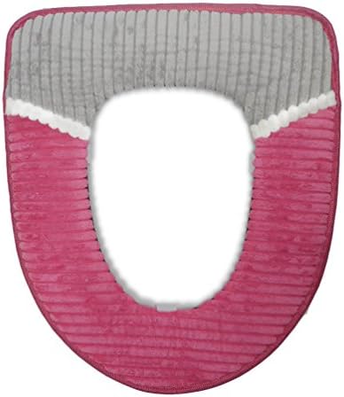 Chic Queenยฎ Comfy Soft Corduroy Toilet Seat Pad with Pu Waterproof Bottom Thickened Washable Toilet Covers Cushion Bathroom Warmer,Rose