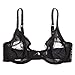 Women's Sheer Bra See Through Mesh Lingerie Transparent Unlined Lace Barely There Sexy Bras, Black Bra, 38D