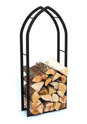 DanDiBo Kaminholzregal Innen Schwarz Metall Kaminholzständer MOS 123 cm Holzkorb Kaminholzhalter Feuerholzregal Holzregal – Bild 3