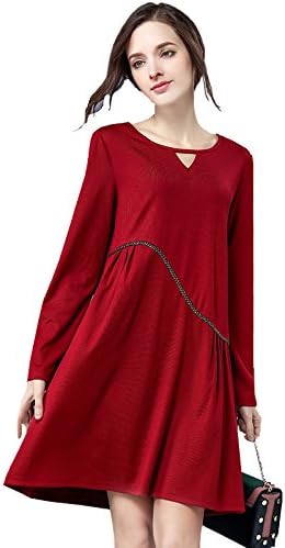Amazon Co Jp レディース 長袖 ワンピース ひざ丈 ミニ丈 カジュアル 赤 L Ll 3l 4l 5l 6l 大きいサイズ ファッション