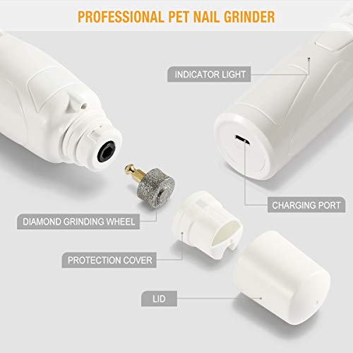 WWVVPET Pet Nail Grinder,[2019 Upgraded] More Powerful & Quiet Low Vibration Dog Nail Clipper,Electric Nail Trimmer, Painless Cat Paw Claw Care,Rechargeable Grooming Smoothing Tool ([2019 Upgraded]) - Thumbnail 5