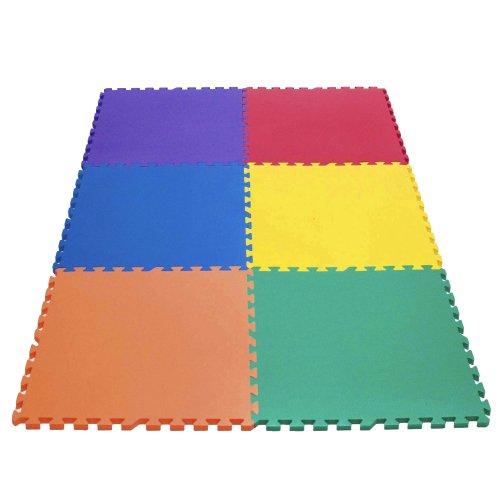Non-Toxic 24" X 24" X ~9/16" Extra Thick Non-Recycled Quality Rainbow Baby Waterproof Playmats (Set of 6): Red, Orange, Yellow, Green, Blue & Purple
