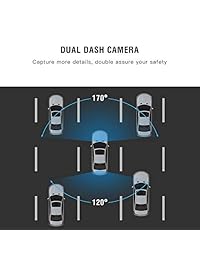 TOGUARD Cámara de seguridad de 8 pulgadas, espejo de la cámara de visión trasera, doble lente de visión trasera, pantalla táctil 1080P, cámara de seguridad 720P delantera G sensor de estacionamiento Monitor