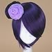 Miss U Hair Adult Costume Wig Short Straight Purple Cosplay Halloween Wig with Bun Flower
