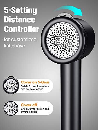 Cocoda Quitapelusas Electrico, Removedor de Pelusa USB Recargable con un Botón de Limpieza y Orificios de Malla de Panal de 4 Tamaños, Profundidad de 5 Engranajes, para Todo Tipo de Prendas