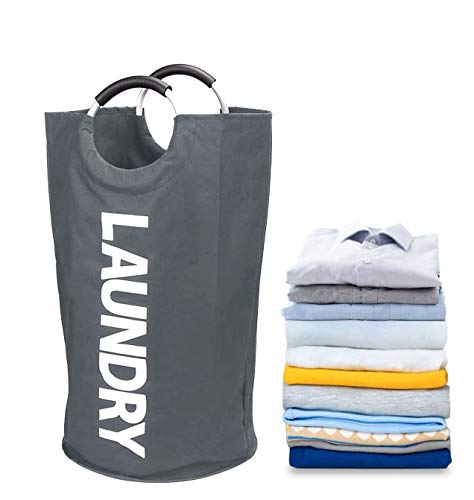 Outdoorfly Laundry Basket Large Collapsible Washing Hamper Foldable Clothes Bag with Handles (Grey)