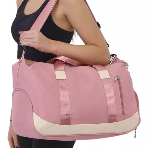 Bolsa Mala de Mão Feminina Grande Transversal Viagem Espaçosa 10 Kg Bordo Rigida Zíper Academia Necessaire Passeio Espaçosa (Rosa)