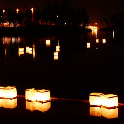 Homecube Outdoor Water Floating Candle Lanterns Biodegradable White Chinese Paper Lanterns for Wishing, Praying, Floating 10 Pack 5.9 Inch - Thumbnail 2