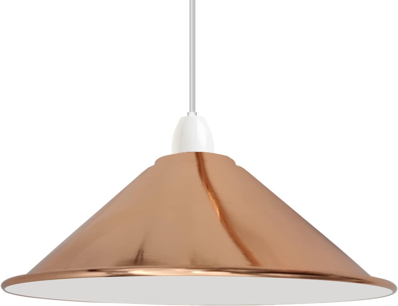 LEDSone Metal Easy Fit Lampshade Retro Industrial Ceiling Lighting Shade Hanging Pendant Barn Shade Light Fixture for Kitchen Dining Room Lights E27 (Cone - Rose Gold)