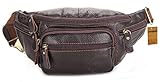 OrrinSports Leather Fanny Pack with 6 Zippers & Adjustable Waist Pack for Sports & Leisure