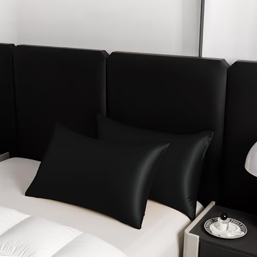 Tucusi 2 Pack Black Satin Pillowcases, 20"x 30" Standard Silky Pillowcase, Soft Pillow Covers, Satin Pillow Covers with Envelope Closure, Queen Size - Image 5