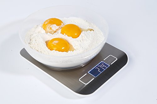 Digitl Food Scale, Jimlam 11lb/5Kg Kitchen Food Weight Scale With LCD Display Tare Auto Off Function For Baking & Cooking & Diet Control Stainless Steel(Batteries Included) - Thumbnail 3