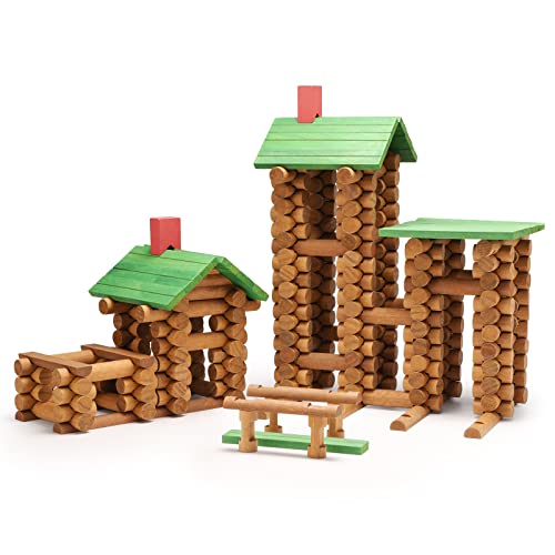 SainSmart Jr. 300 PCS Wooden Log Cabin Set Building House Toy for