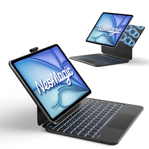 Inateck NeoMagic Magnetic Keyboard Case for iPad Air 11 inch M4 2026/M3/M2, Air 5/4 Gen 10.9 Inch, Pro 11" 4/3/2/1 Gen, Large Multi-Touch Trackpad, LED Power Display, 7 Color Backlit, with Pen Holder