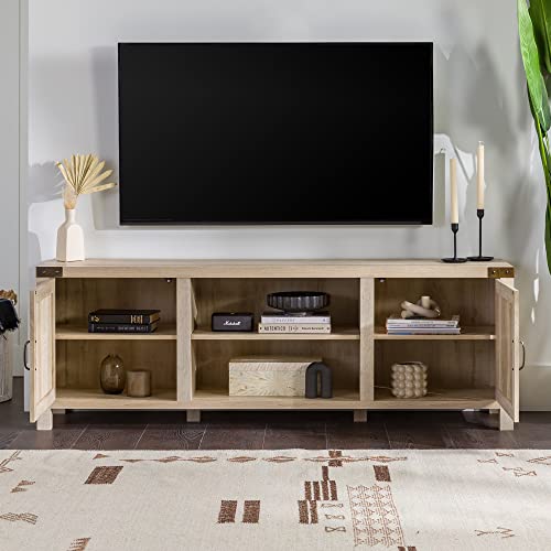 Walker Edison Modern Farmhouse Double Barn Door TV Stand for