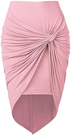 True Meaning Beautiful WB936 Womens Draped Wrap Style High Low Midi SSUrt L PINK Wb936_pinkLarge
