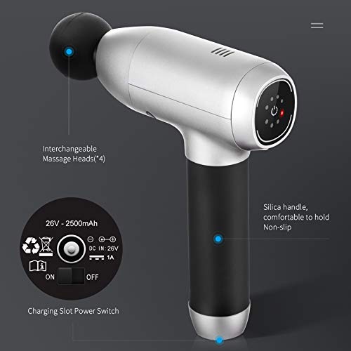 SIWENLYFIT Muscle Massage Gun, Handheld Deep Tissue Massager Electric Quiet Portable Massage Gun for Pain Relief, Speed Adjustable Professional Body Percussion Muscle-Relax Puncher Fascia Gun