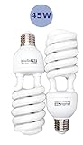 Fovitec - 2x 45 Watt Daylight Fluorescent Light Bulb for Video & Photography - [2 Pack][45 W][CFL][90+ CRI][5500K Full Spectrum]